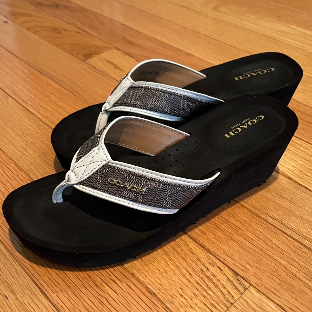 Coach wedge flip flops size 7.5